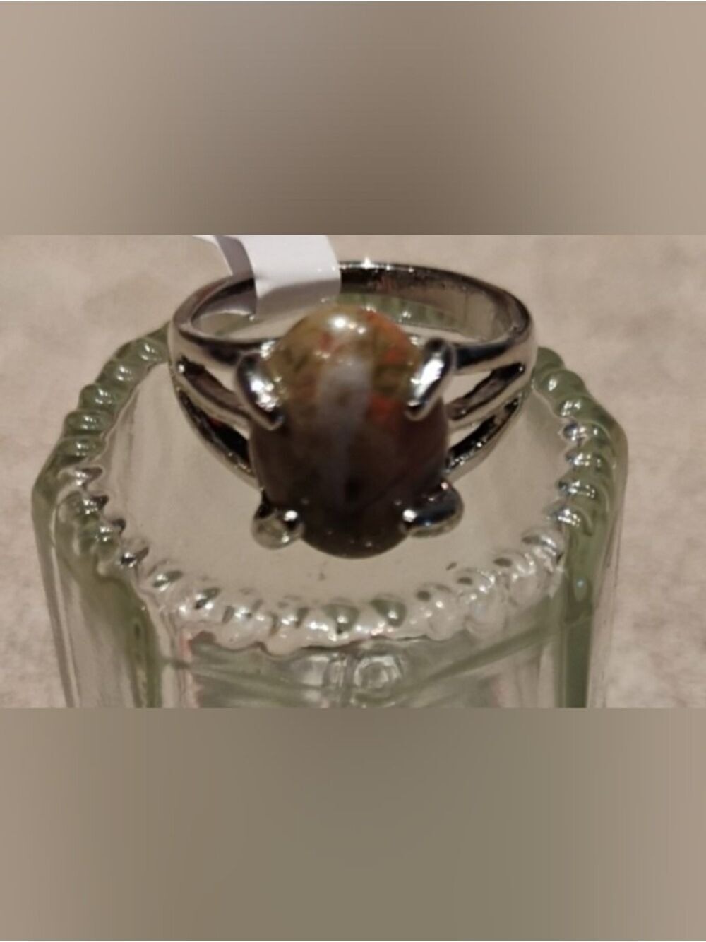 Jasper Gemstone Silver Plated- Size 8